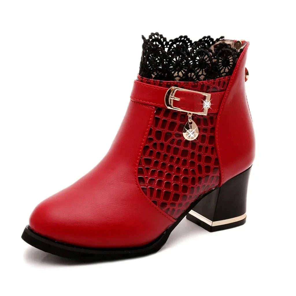 Women'S Ladies Boots Fall Winter Vintage Leather Lace Short GlowCart