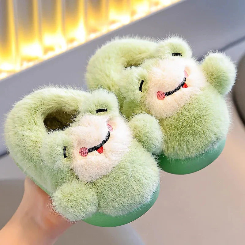 Children Cotton Shoes 2025 Winter Plush Cotton Slippers Boys Girls Cute Cartoon Comfort Anti Slip Indoor Warm Cold-proof Shoes GlowCart