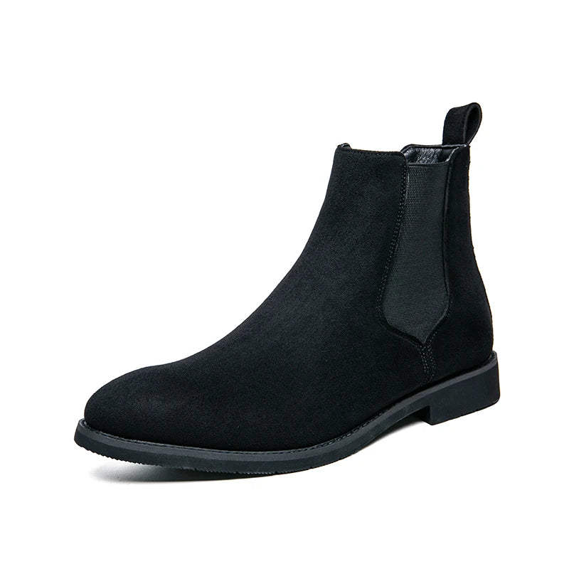 Suede Leather Men's Chelsea Boots Comfy Male Ankle Boots Formal Dress Business Botas Leisure Walking Shoes Slip on Casual Shoes GlowCart