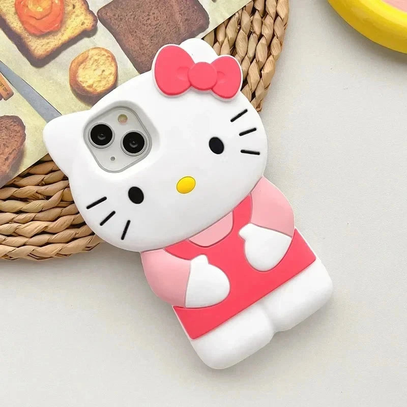 Hello Kitty 3D Cartoon Bow Case For iPhone 15 14 13 Pro Max GlowCart