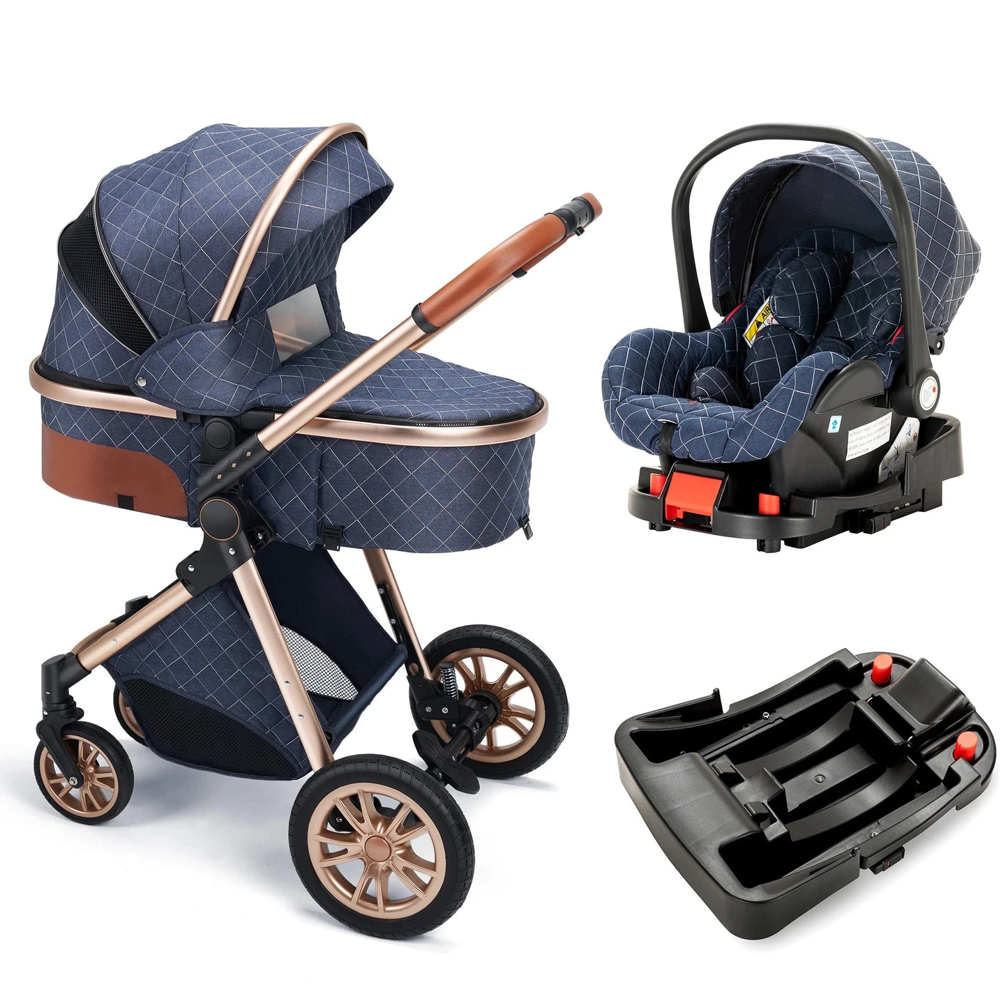 Luxury Baby Stroller High Landview 3 in 1 Baby Stroller Portable Baby Pushchair Baby Pram Baby Comfort for Newborn GlowCart