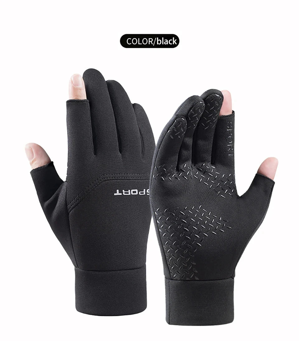 Winter Fishing Men's Gloves Women Cycling Warm Anti-Slip Gloves for Fishing Sports Touch Screen Two Fingers Cut Outdoor Angling GlowCart