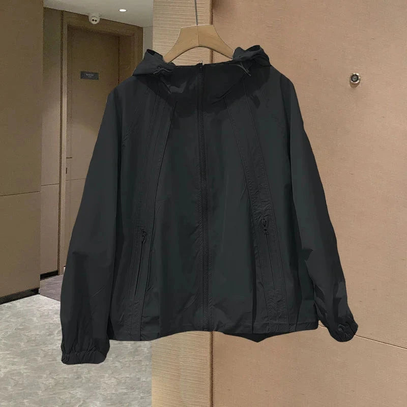2025New Women Spring Autumn Jacket Coat Fashion Solid Hooded GlowCart