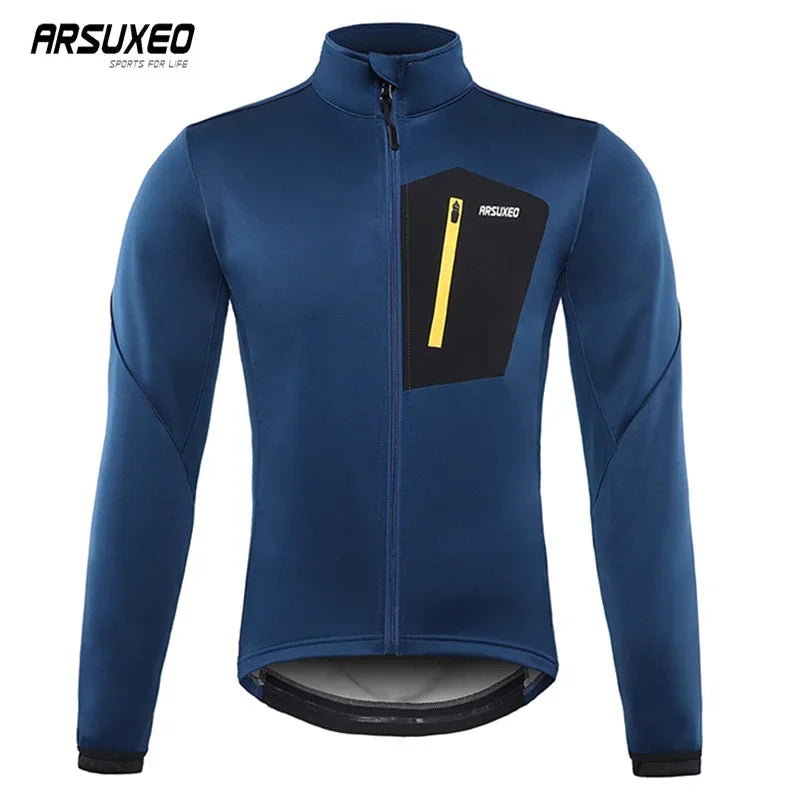 ARSUXEO Men's Thermal Winter Cycling Jacket Windproof Waterproof Breathable Bike Jacket for Cold Weather Riding GlowCart
