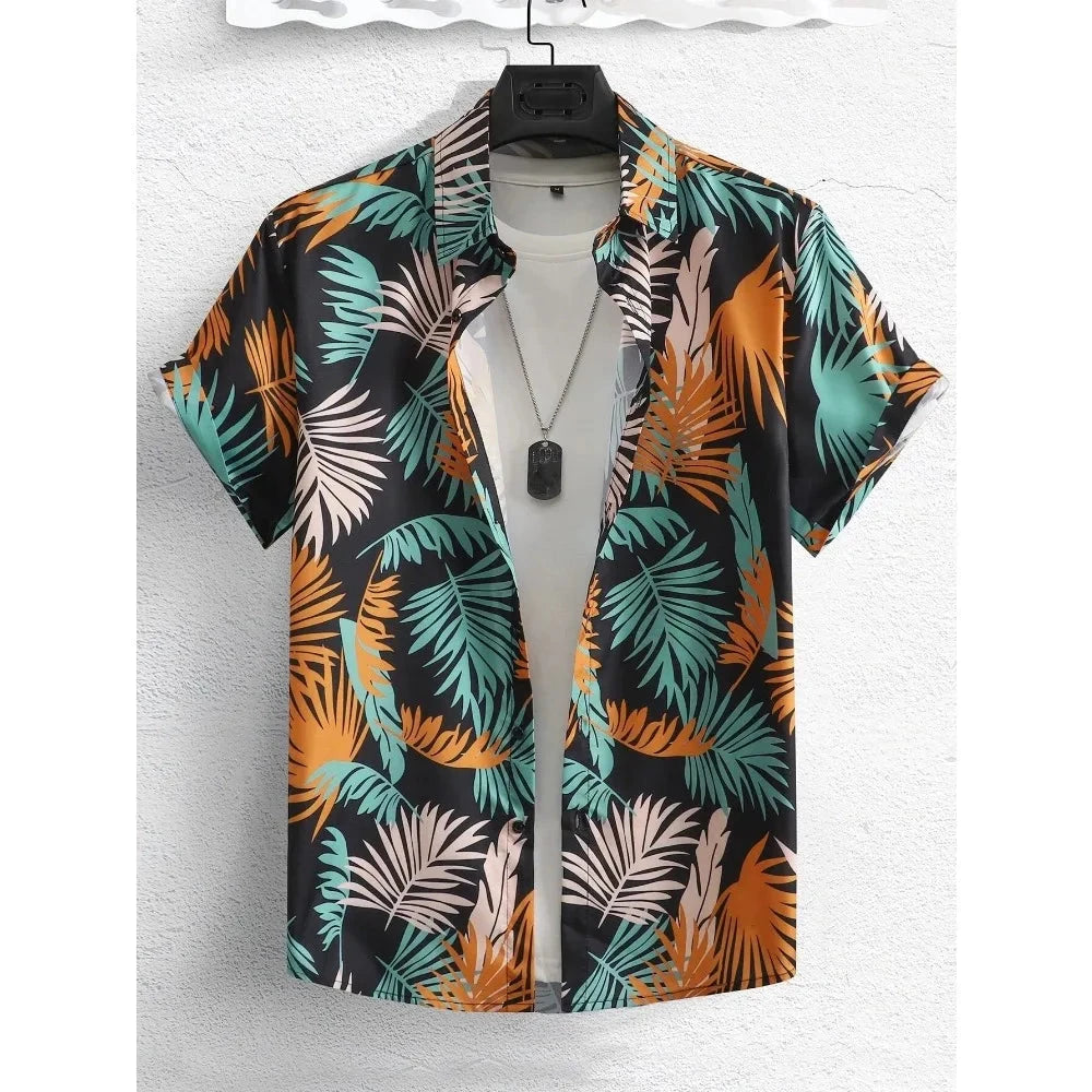 Hawaiian Shirt Man Print Casual Thin Beach Slim Fashion GlowCart