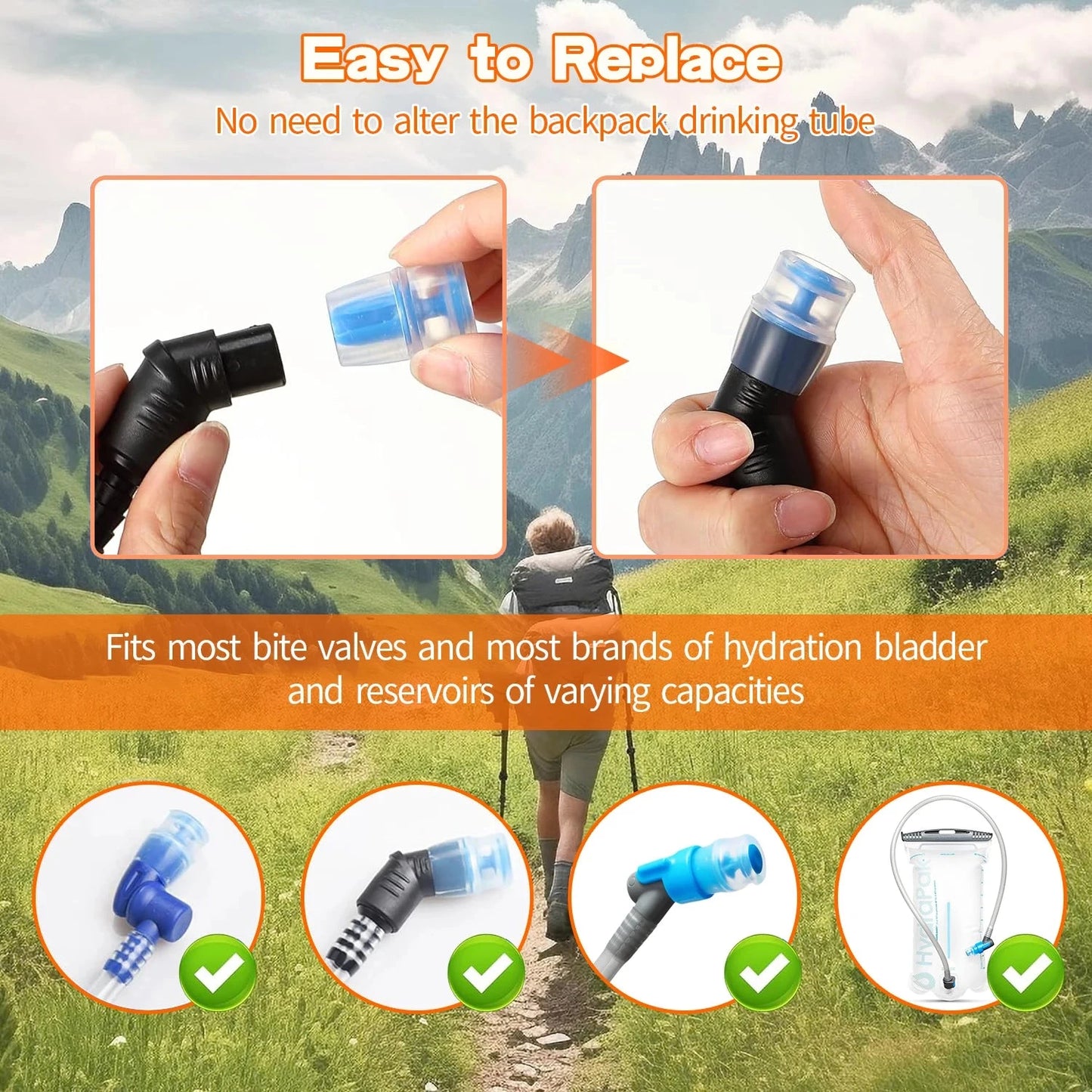 (2pcs/5pcs)Replace Bite Valve Nozzles Compatible with Osprey,Salomon&Hydrapak Hydration Reservoirs - BPA-Free,Silicone Sheaths GlowCart