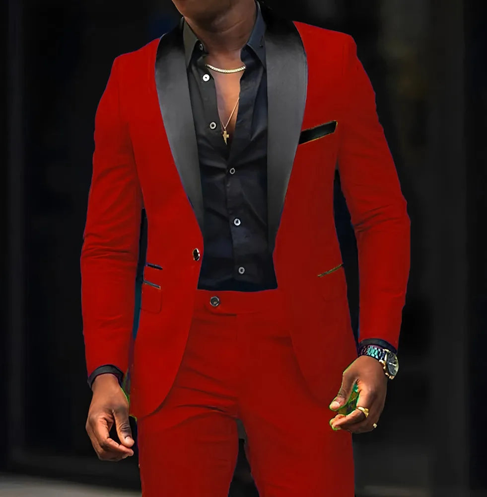 2-Piece Men's Suit Suitable For Wedding Business Suits, Single Button Jackets And Pants Sets, Slim Fit Jacket Sets GlowCart