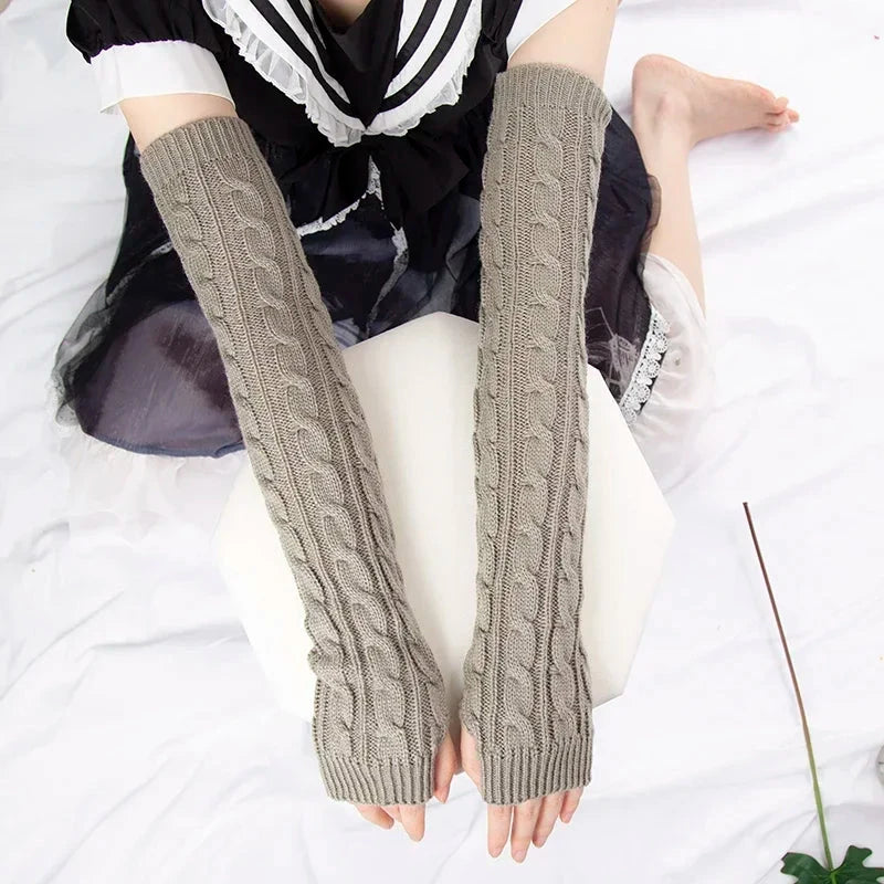 Winter Women's Mitten Knitted Arm Warmers Long Fingerless GlowCart