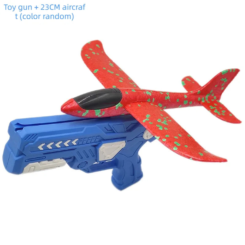 Outdoor Games Kids Glider Flight Flying Throw Foam Plane Shooting Gun, Catapult Plane Launcher Toy for Kids, Shooting Toy GlowCart