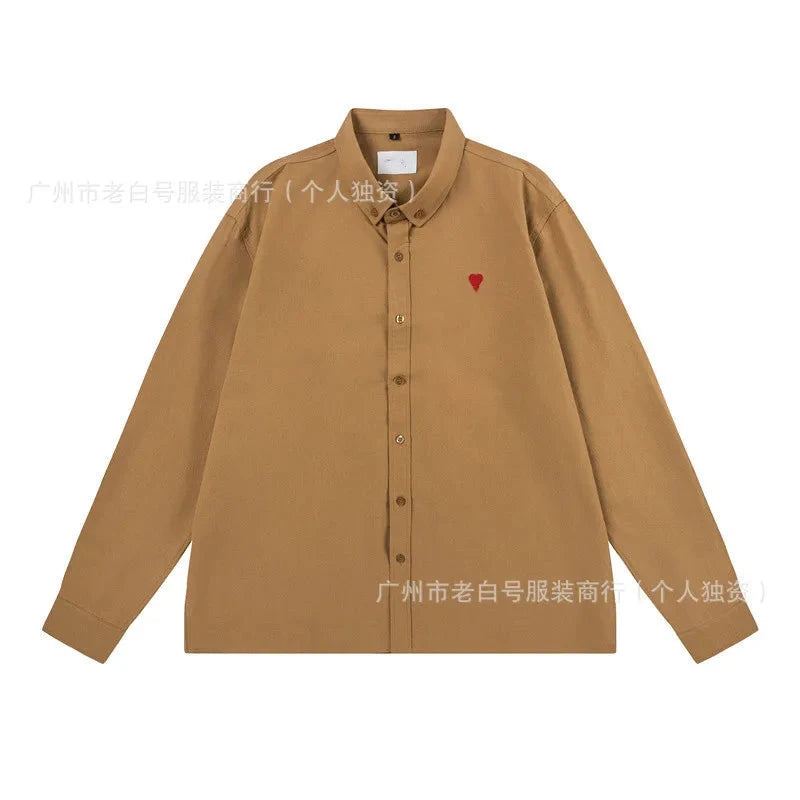 Loose Fit Embroidered Collar Shirt 2025 Trendy Brand AM1 GlowCart