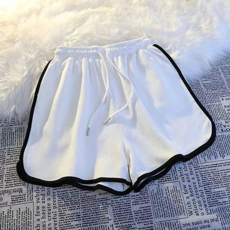 Striped Sports Shorts Women Korean Fashion Casual Mini Shorts Summer Simple Loose Wide Leg Shorts Ladies New GlowCart
