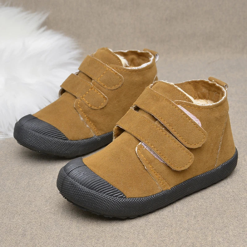 New Trendy Kids Outdoor Warm Short Shoes Winter Plush Suede Ankle Boots Children Comfortable Snow Sneakers EY8259 GlowCart