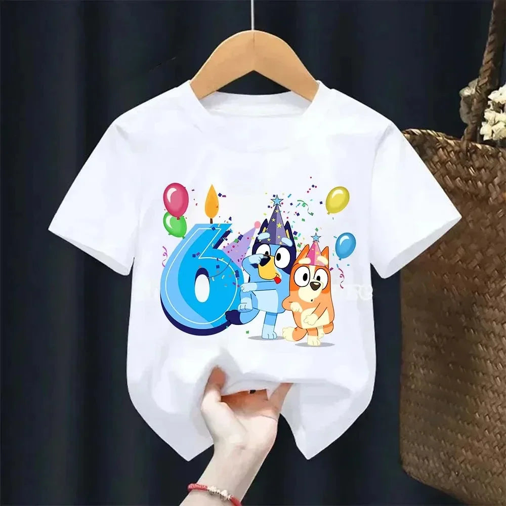 Boys Girl Summer Short Sleeve Children T-shirt Cartoon Birthday Digital Print Breathable Baby Tee Tops Y2k Kawaii Kids Clothing GlowCart