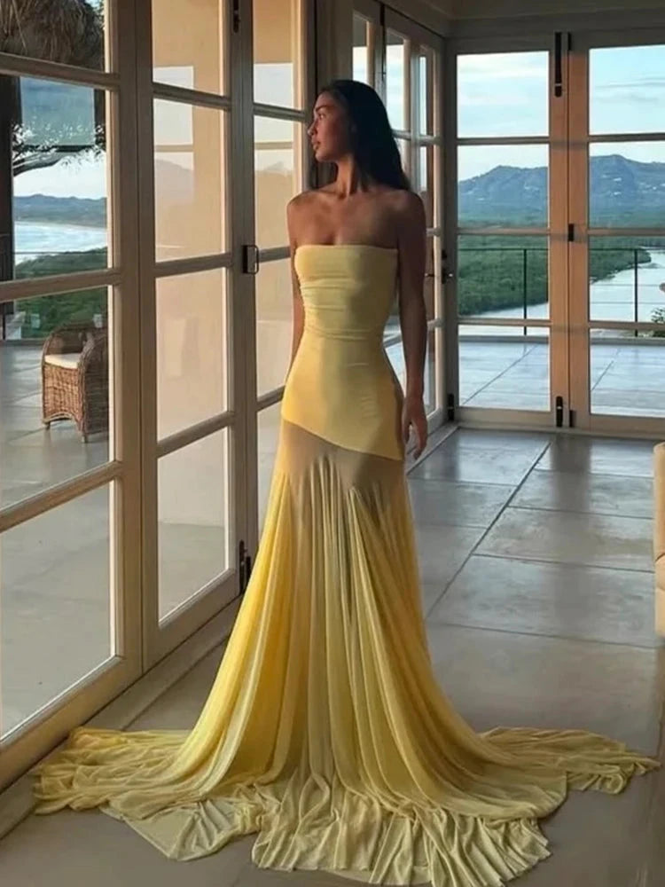 Nibber Patchwork Dress Women See Through Temperament Solid GlowCart