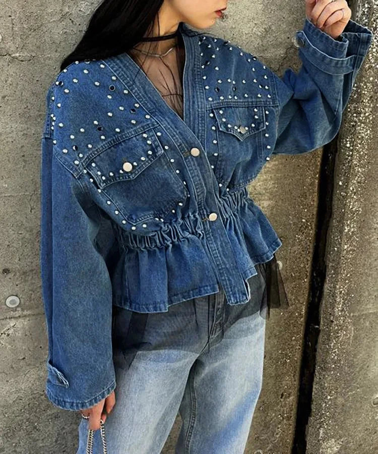 Y2k Denim Jeans Coat Cotton Women Button Spring Autumn Ropa GlowCart