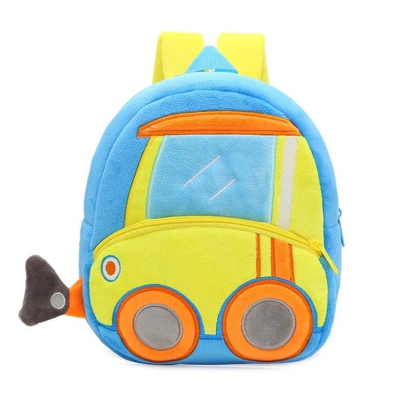 2-4 years old kids engineering backpack cartoon excavator backpack plush kids small school bag toy backpack GlowCart