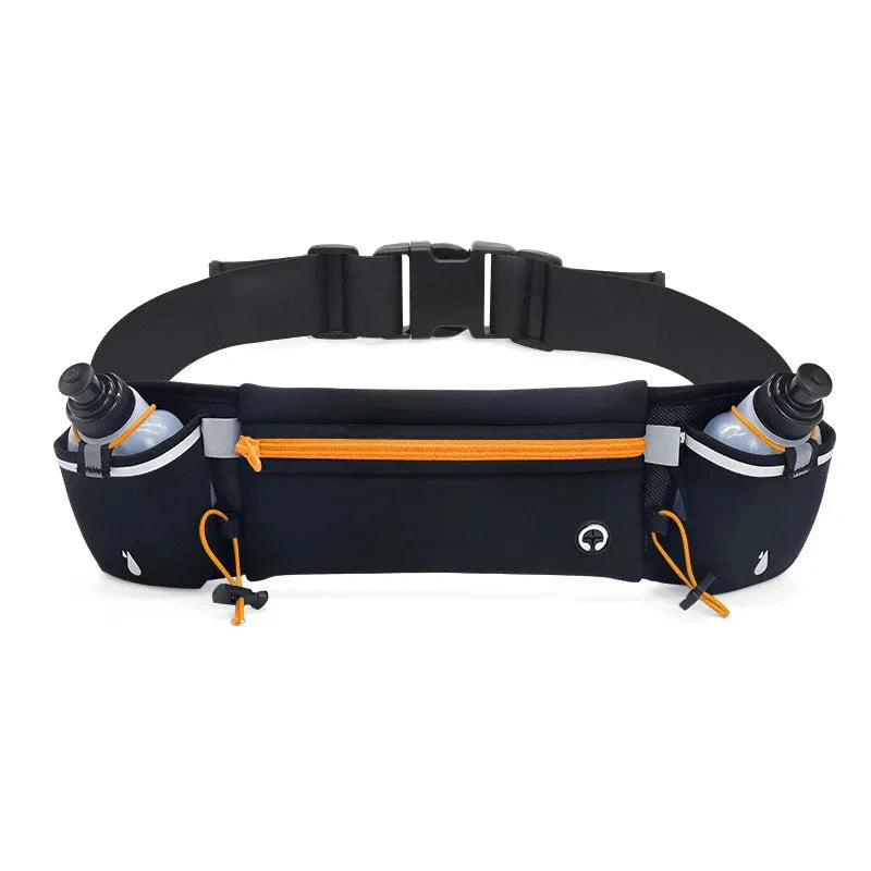 Man/Woman Marathon Trail Running Waist Pack with 2Pcs Water Bottles Sports Fanny Pack Fitness Dual Pocket Running Belt Waist Bag GlowCart