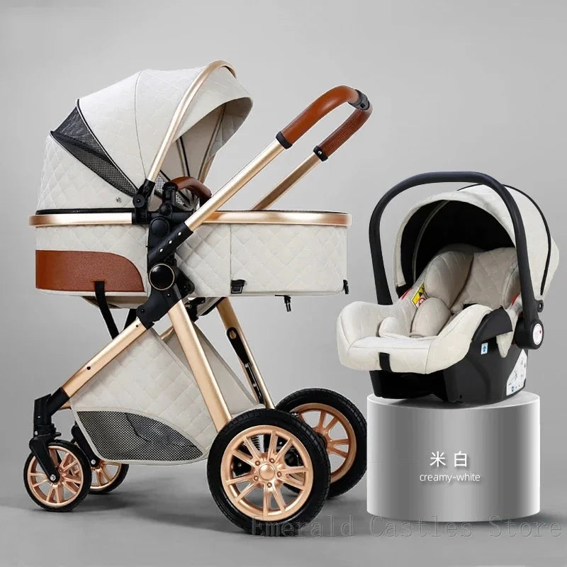 2024 New baby stroller High landscape 3 in 1 baby carriage Luxury Pushchair Baby Cradel Infant Carrier kinderwagen car 2in1 GlowCart