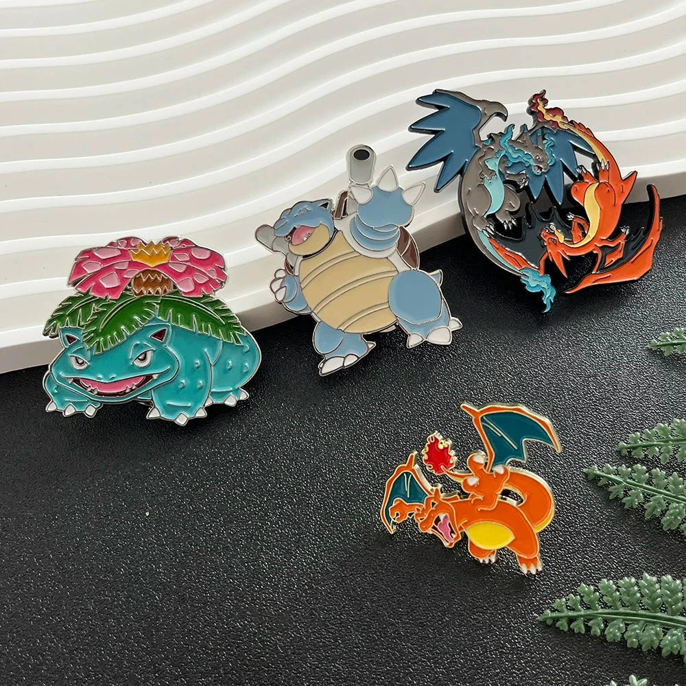 4 PCS Cartoon Pokemon Lapel Pins Set Anime Venusaur Mega GlowCart