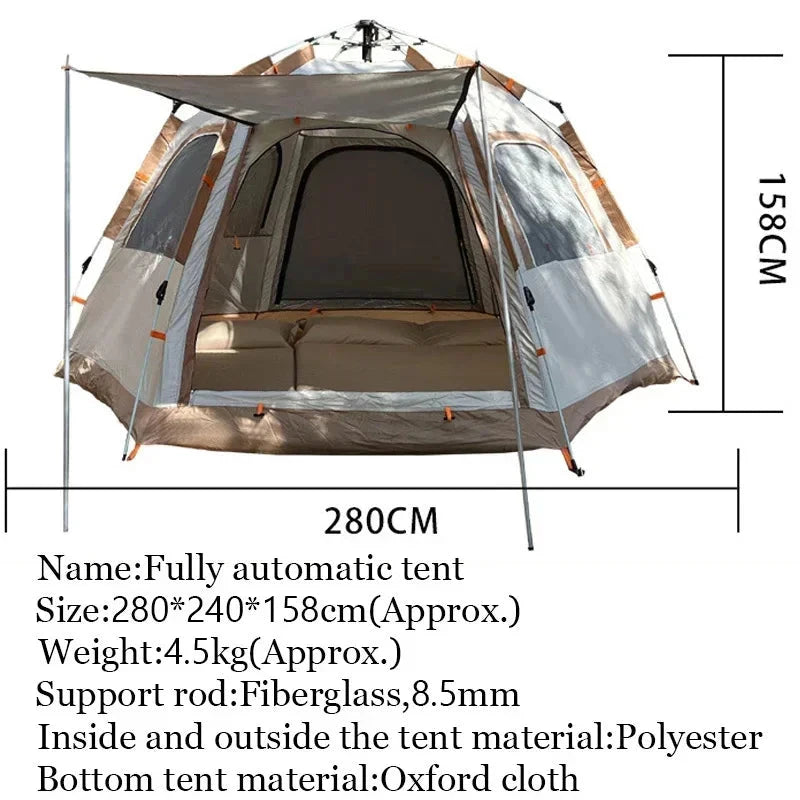 Fully Automatic Camping Tent 4-5 Person Quickly Open Outdoor GlowCart