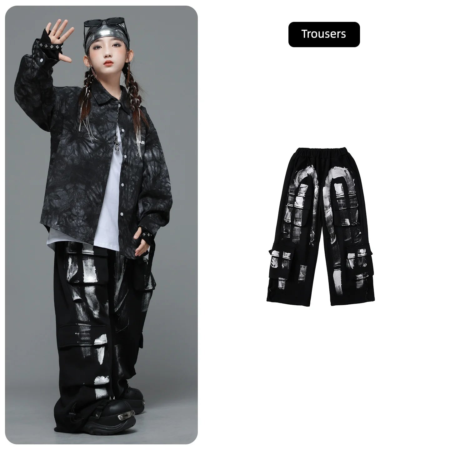 Kids Hip Hop Clothing Shiny Black Coat Top Black Street Jogger Pants for Girls Boys Jazz Dance Costume Clothes GlowCart