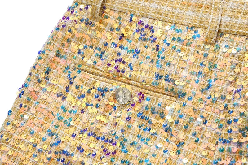 Fashion Men Luxury Sequin Suit 2 Piece Gold Trend Singer GlowCart