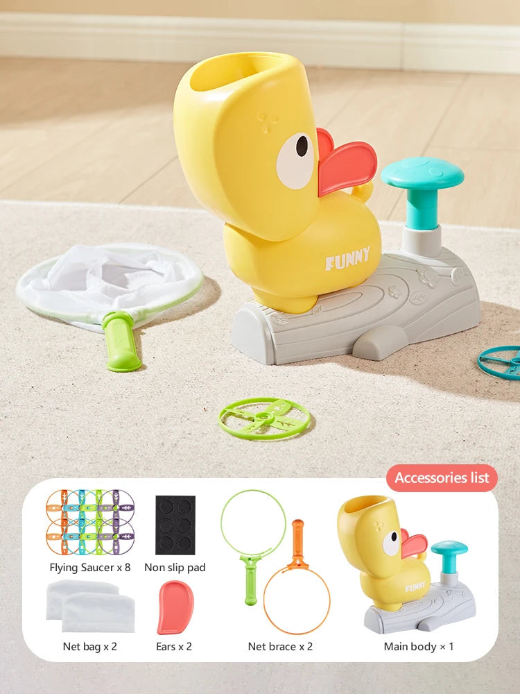 Air Launcher Flying Saucer Toy Cartoon Dinosaur Foot Launchers Outdoor UFO Disc Saucer Kids Jump Sport Games Toy for Boys GlowCart