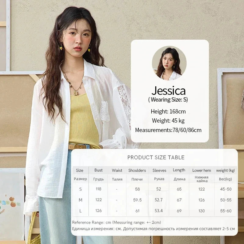 MISHOW Blend Patchwork Lace Cool Shirt Female Autumn 2025 GlowCart