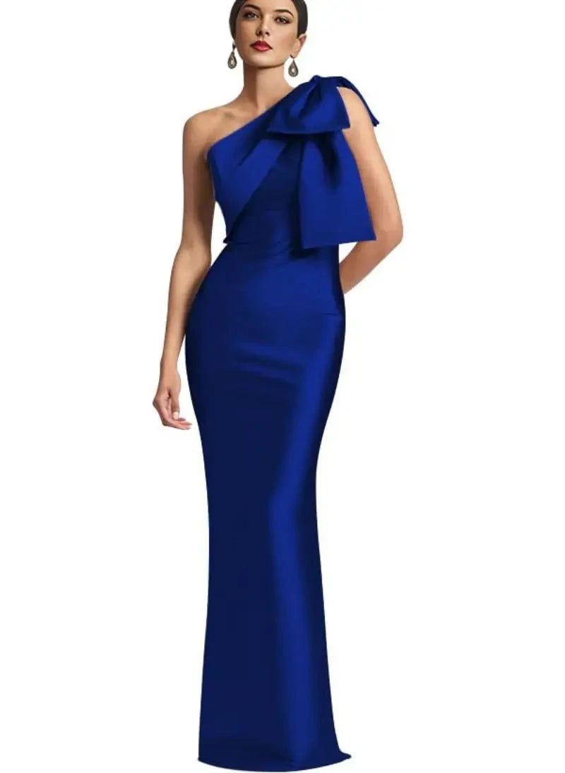 Evening Dress Women Elegant Tight Sexy Satin Single Shoulder GlowCart