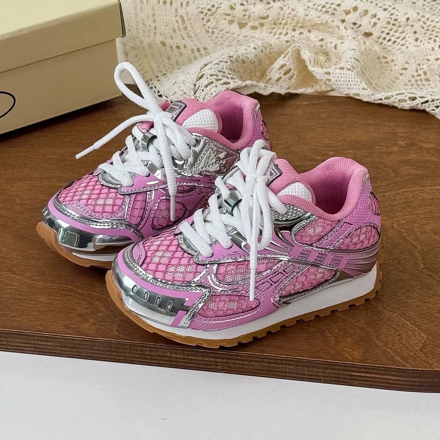 2025 Spring Toddler Kid Breathable Orbit Metallic Rubber Mesh Sneaker Children Casual Fashion Shoe Boy Girl Sports Walking Shoes GlowCart