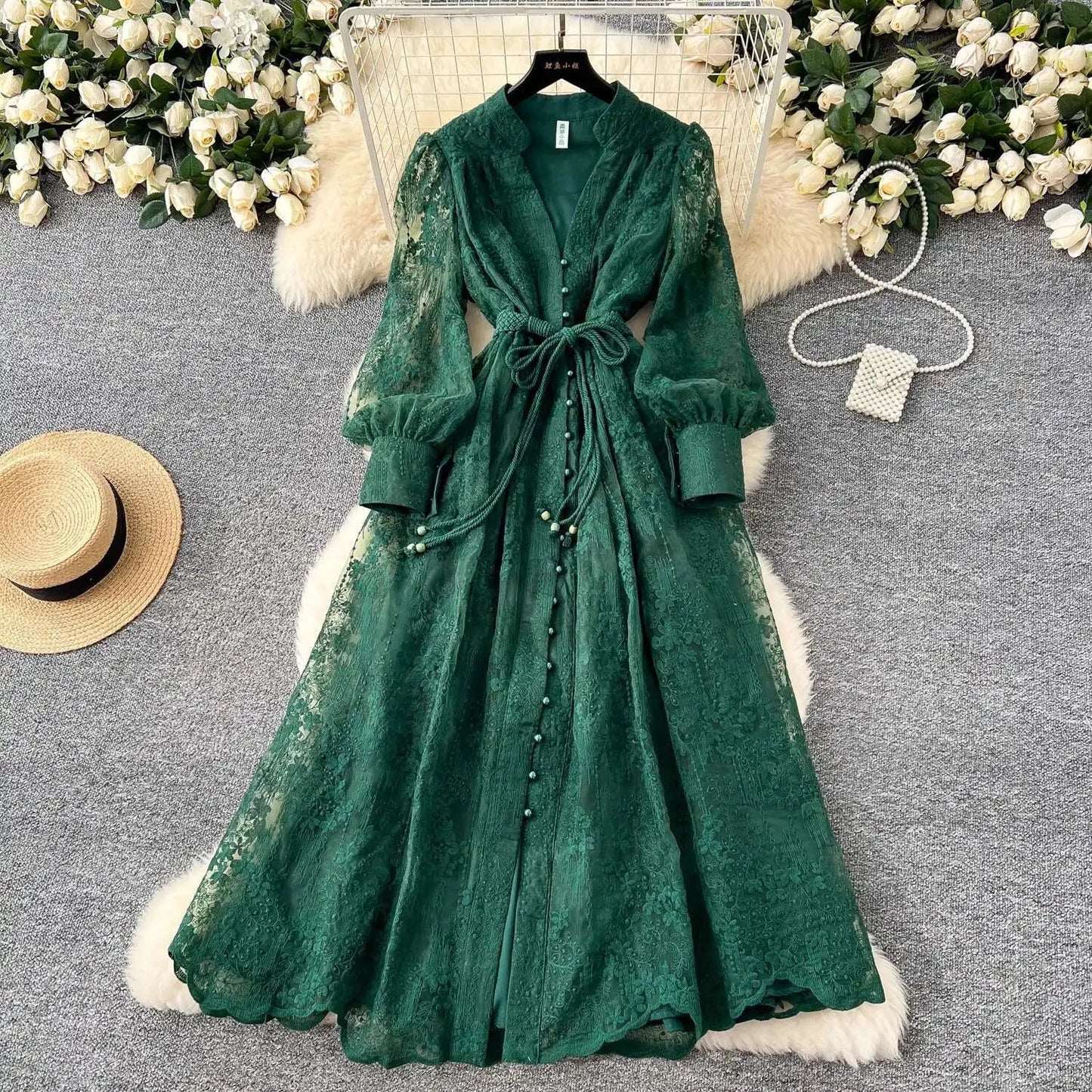 Luxury Embroidery Formal Dresses Women Summer Autumn Lantern GlowCart
