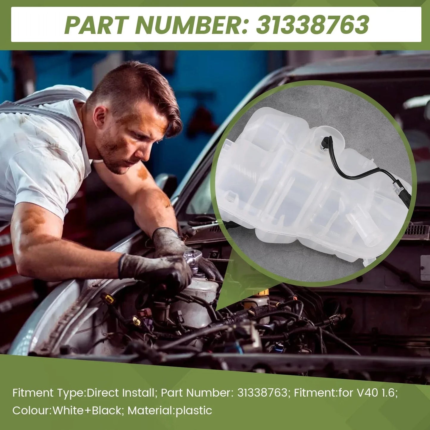 Car Coolant Water Radiator Bottle Cooling Tank Reservoir for Volvo V40 1.6T 31338763 GlowCart