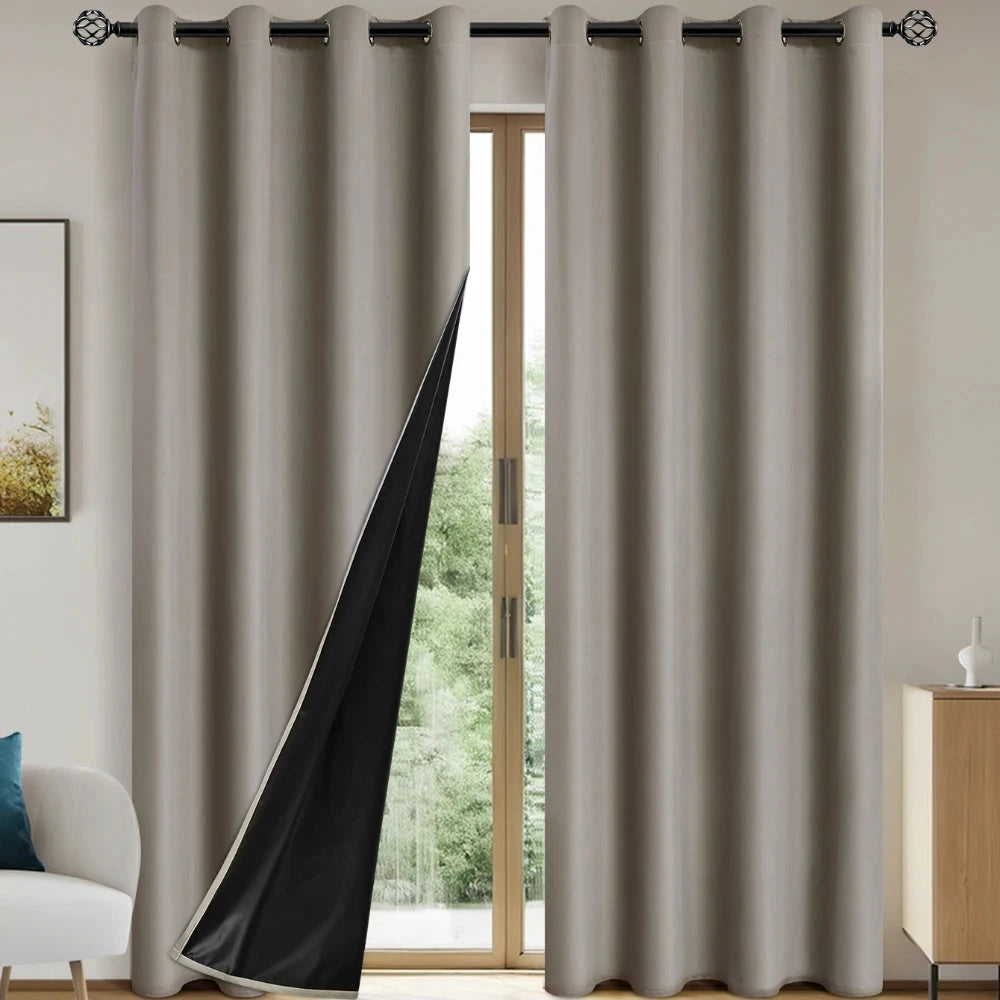 1pc Solid Blackout Curtains with Grommets, Total Privacy GlowCart