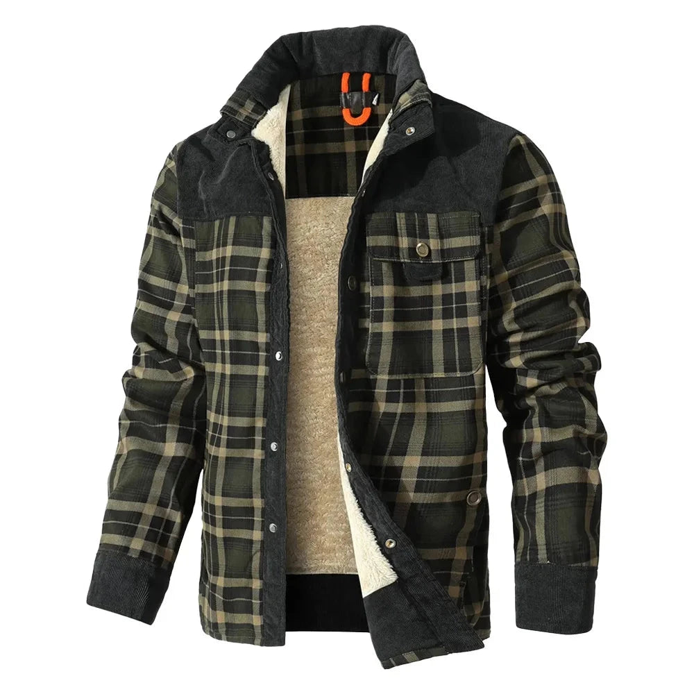 Men's Jackets Winter Windproof Warm Casual Bomber Coat Plaid GlowCart