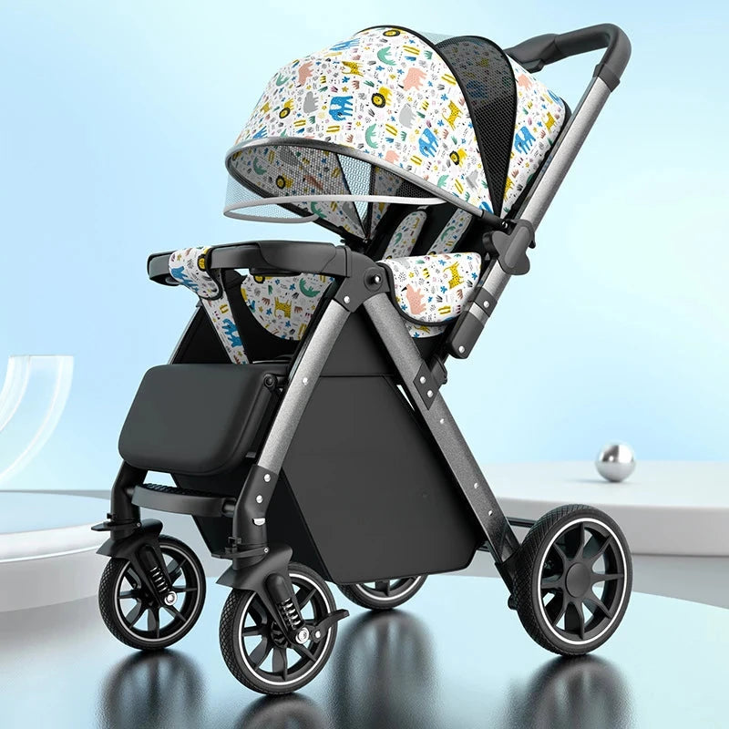 2-in-1 Reversible Lightweight Stroller with Convertible High-view Seat and Foldable Compact Design for Newborns and Toddlers GlowCart