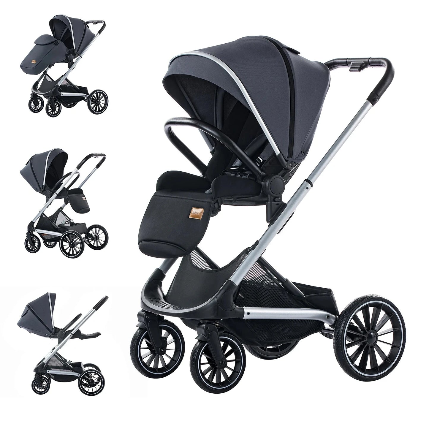 Reversible Stroller,Compact Stroller with Big Wheels,Adjust to Seat & Lying,Foldable Portable Baby Carriage for Newborn Toddler GlowCart