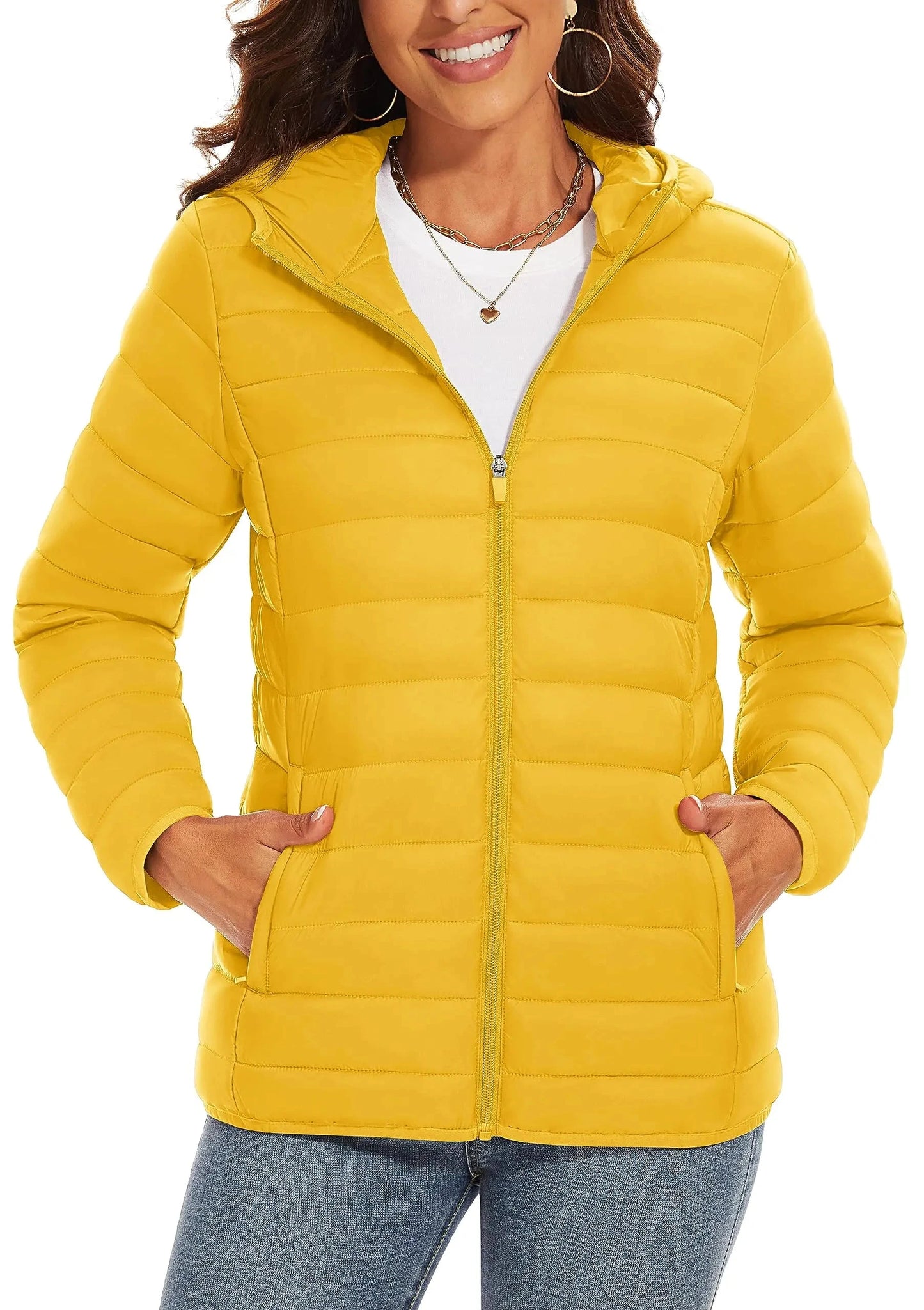 TACVASEN Full Zip Up Hooded Puffer Jacket Womens Winter GlowCart