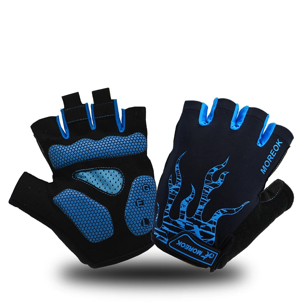 MOREOK Bike Gloves Breathable 5mm Gel Pads MTB Mountain Road Bicycle Gloves Shock-absorbing Half Finger Cycling Gloves Men Women GlowCart