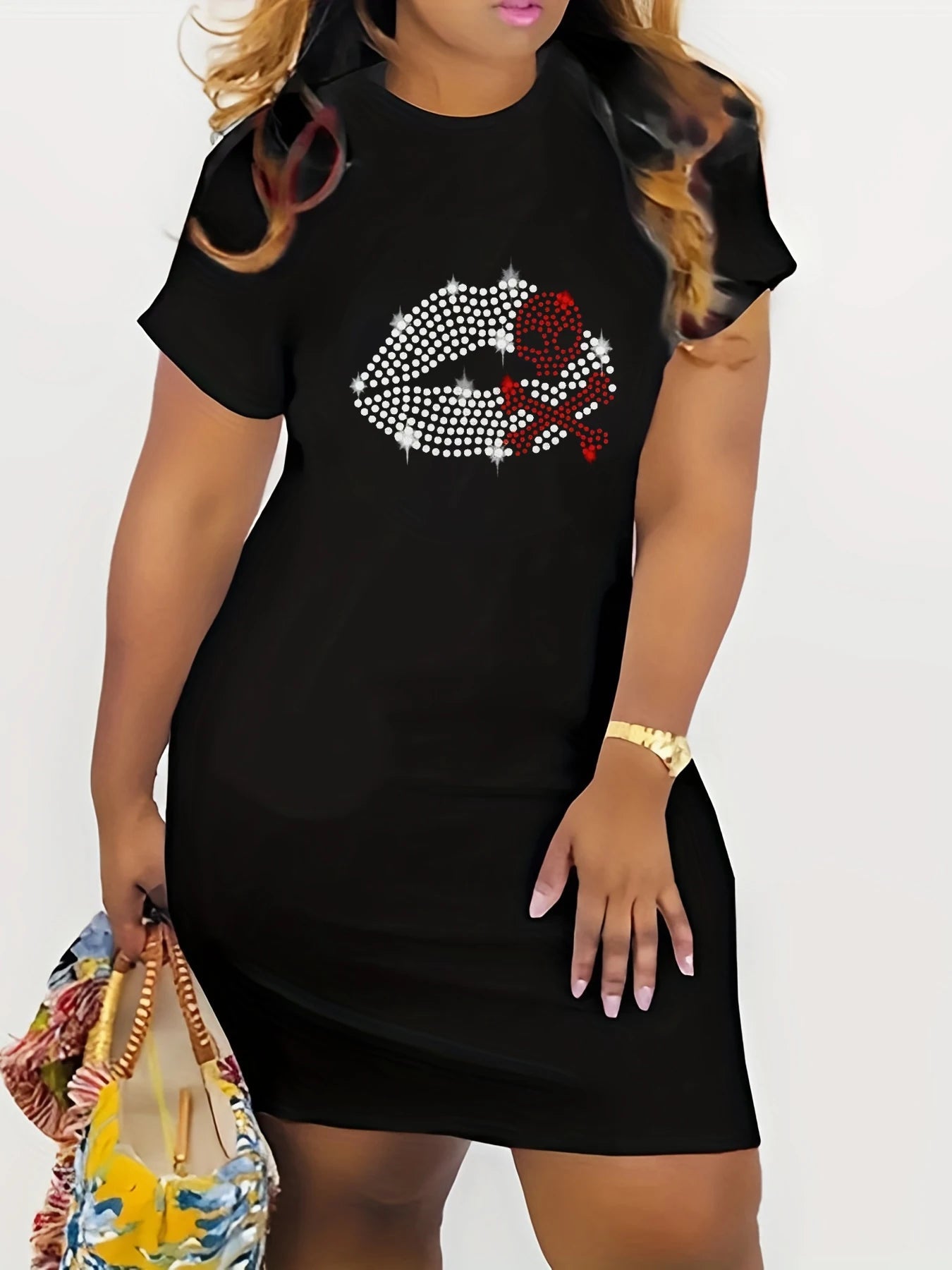 Plus Size Women's Faith Letter T-Shirt Dress, Short Sleeve Casual Top For Summer & Spring, Women's Round Neck Sleep Dress Clothi GlowCart