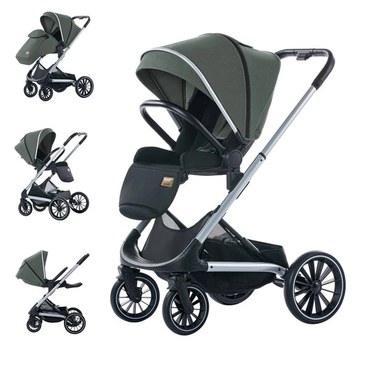 Reversible Stroller,Compact Stroller with Big Wheels,Adjust to Seat & Lying,Foldable Portable Baby Carriage for Newborn Toddler GlowCart