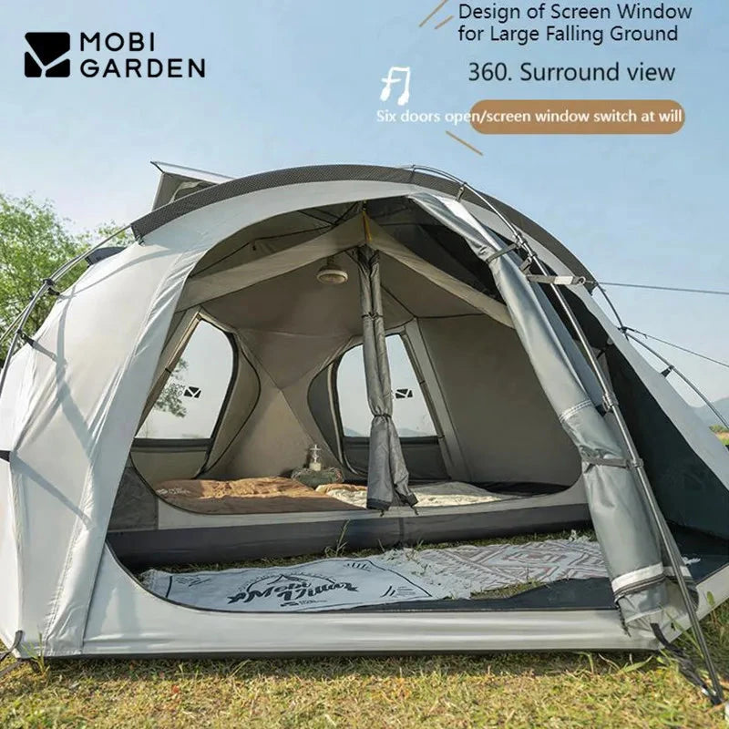 MOBI GARDEN Camping Tent  Royal Castle 150D Oxford With Snow GlowCart