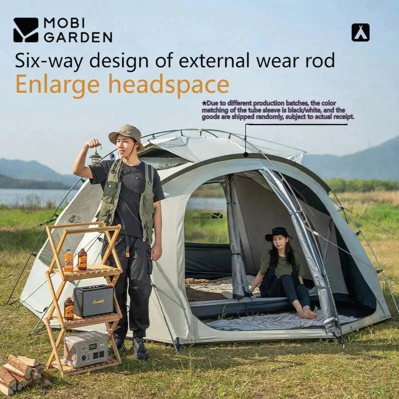 MOBI GARDEN Camping Tent  Royal Castle 150D Oxford With Snow GlowCart