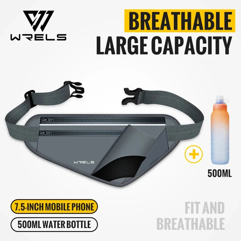 WRELS Adjustable Running Belt with Water Bottle Holder Reflective Hydration Waist Pack for Hiking Jogging Unisex GlowCart