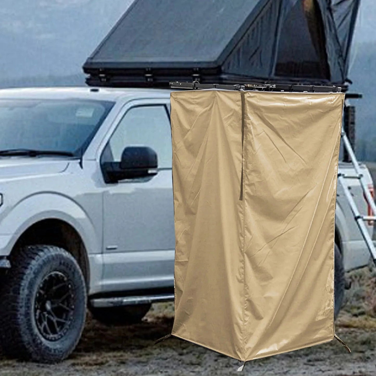 Portable Vehicle Side Shower Tent Automotive RV Tailgate Van GlowCart