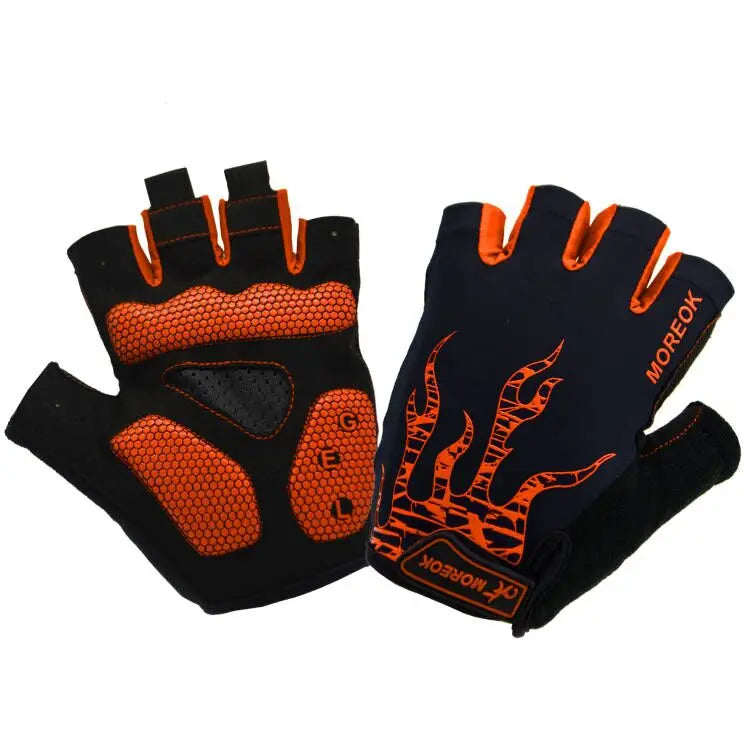 MOREOK Bike Gloves Breathable 5mm Gel Pads MTB Mountain Road Bicycle Gloves Shock-absorbing Half Finger Cycling Gloves Men Women GlowCart