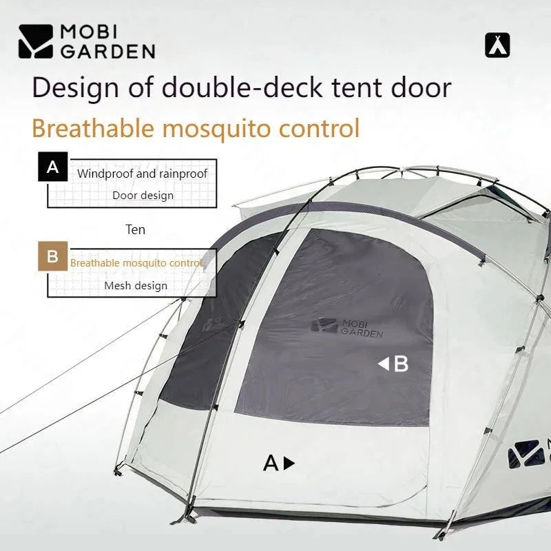 MOBI GARDEN Camping Tent  Royal Castle 150D Oxford With Snow GlowCart