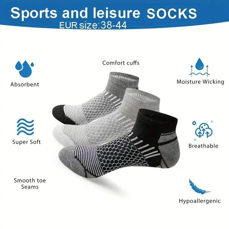 6 pairs Men's Short Sports Socks - Moisture-Wicking, Breathable, All-Season Athletic Socks GlowCart