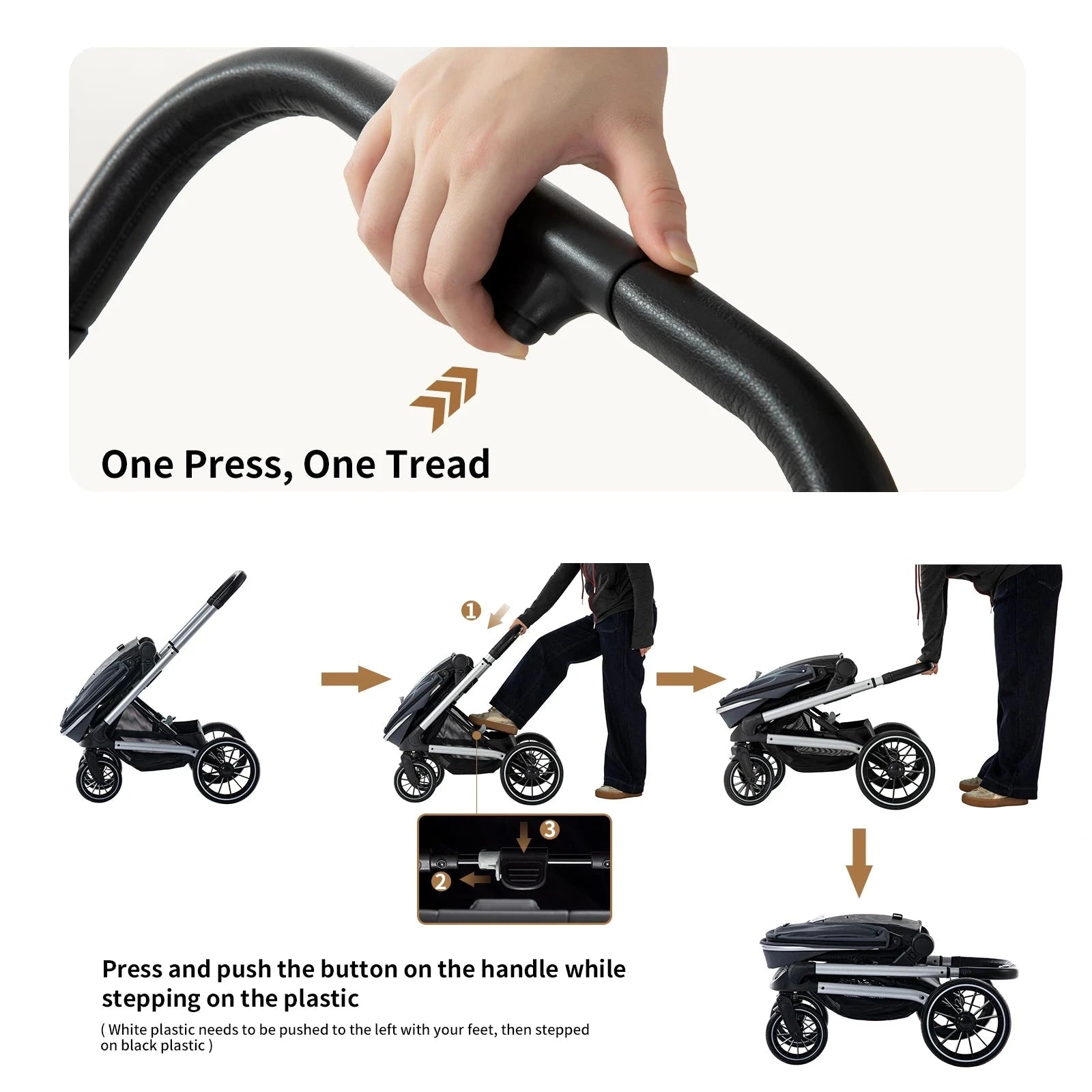 Reversible Stroller,Compact Stroller with Big Wheels,Adjust to Seat & Lying,Foldable Portable Baby Carriage for Newborn Toddler GlowCart