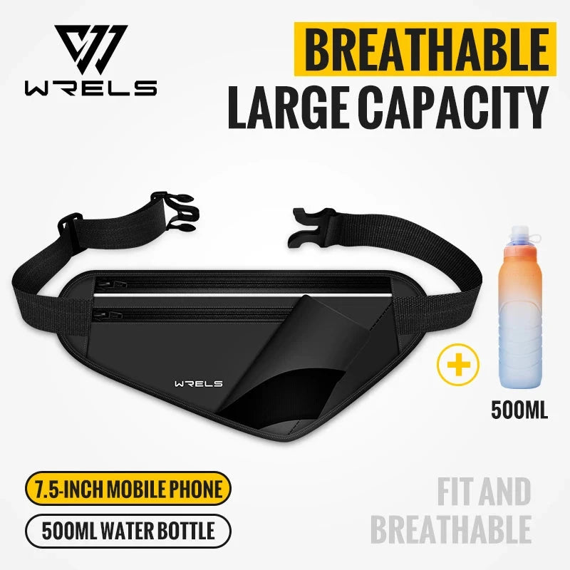 WRELS Adjustable Running Belt with Water Bottle Holder Reflective Hydration Waist Pack for Hiking Jogging Unisex GlowCart