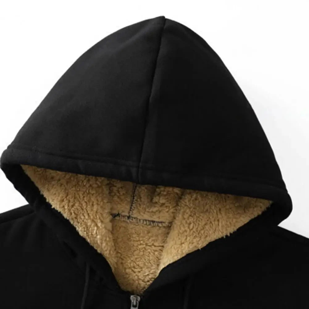 Trendy Sweatshirt Coat Front Pockets Warm Zipper Lamb Wool GlowCart